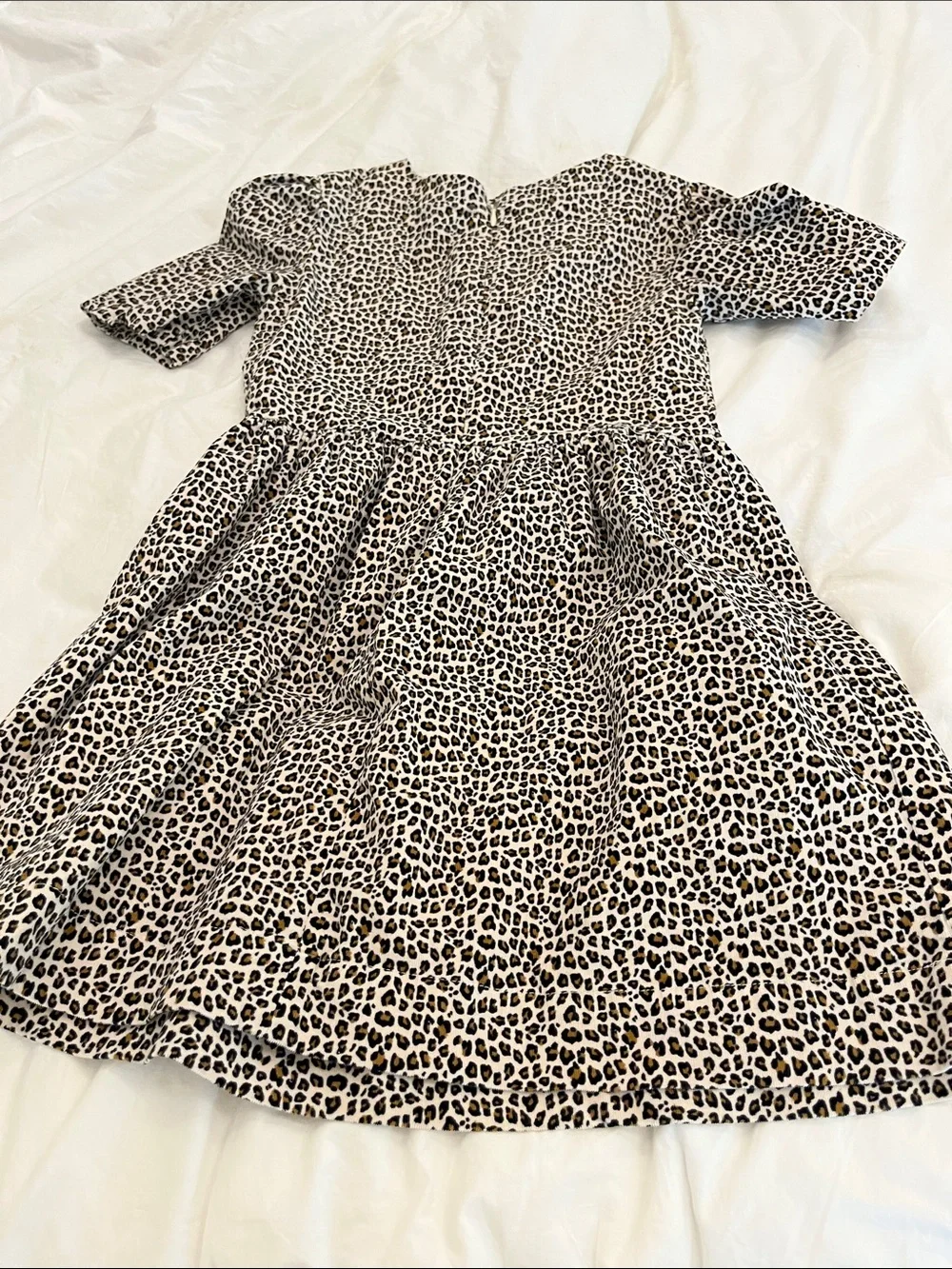 GAP Black and Cream Leopard Print Short Sleeve Dress